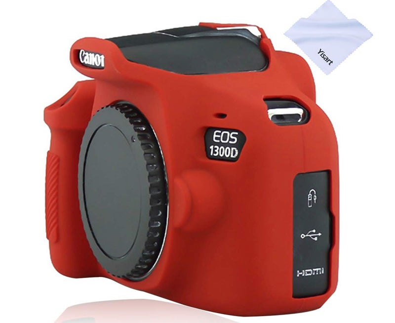 Yisau Camera Case for Canon EOS Rebel T6 T7, Silicion Rubber Camera Case Cover Detachable Protective for EOS 1300D Rebel T6/ EOS 1500D Rebel T7 KISS X90 Camera (Red) - Image 1